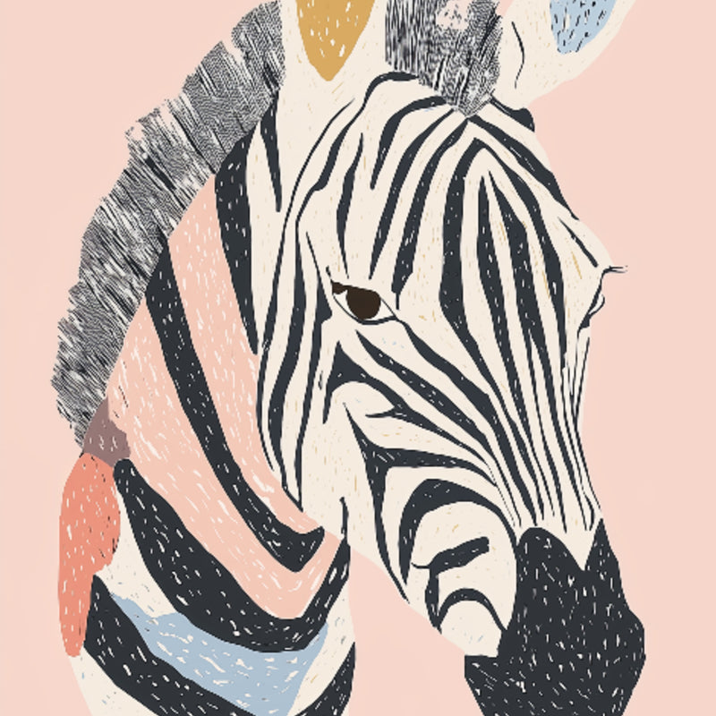 Colourful-Pastel-Zebra-Head-Wall-Art-Print-detail