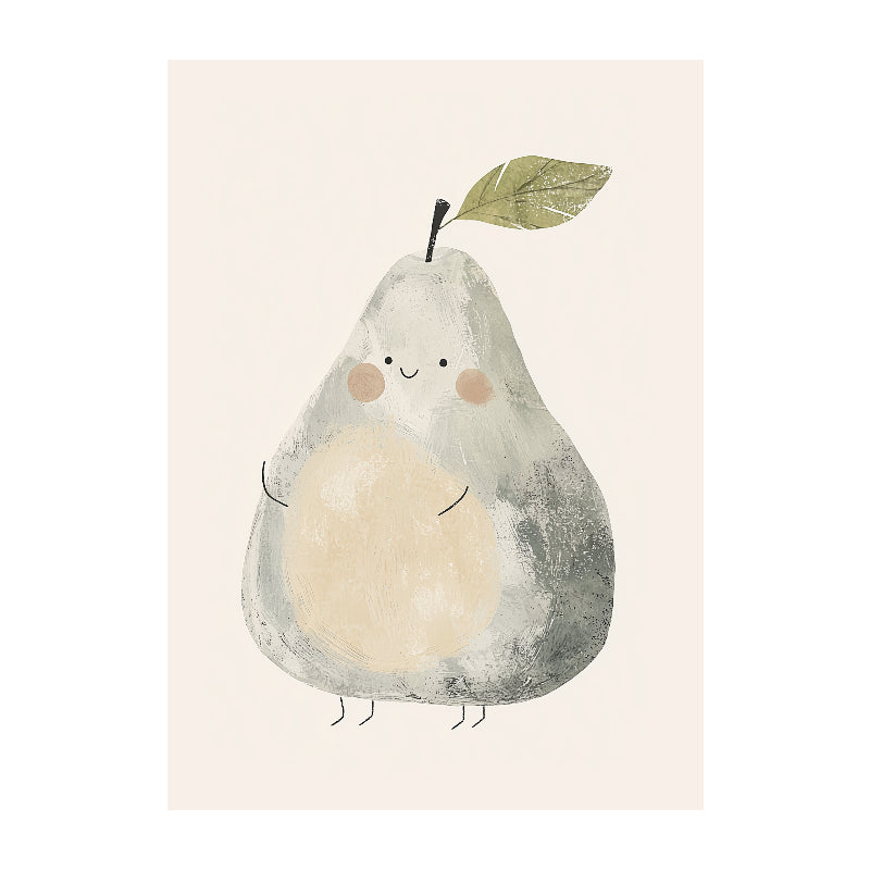 Happy-Grey-Pear-cute-fruit-nursery-poster-print