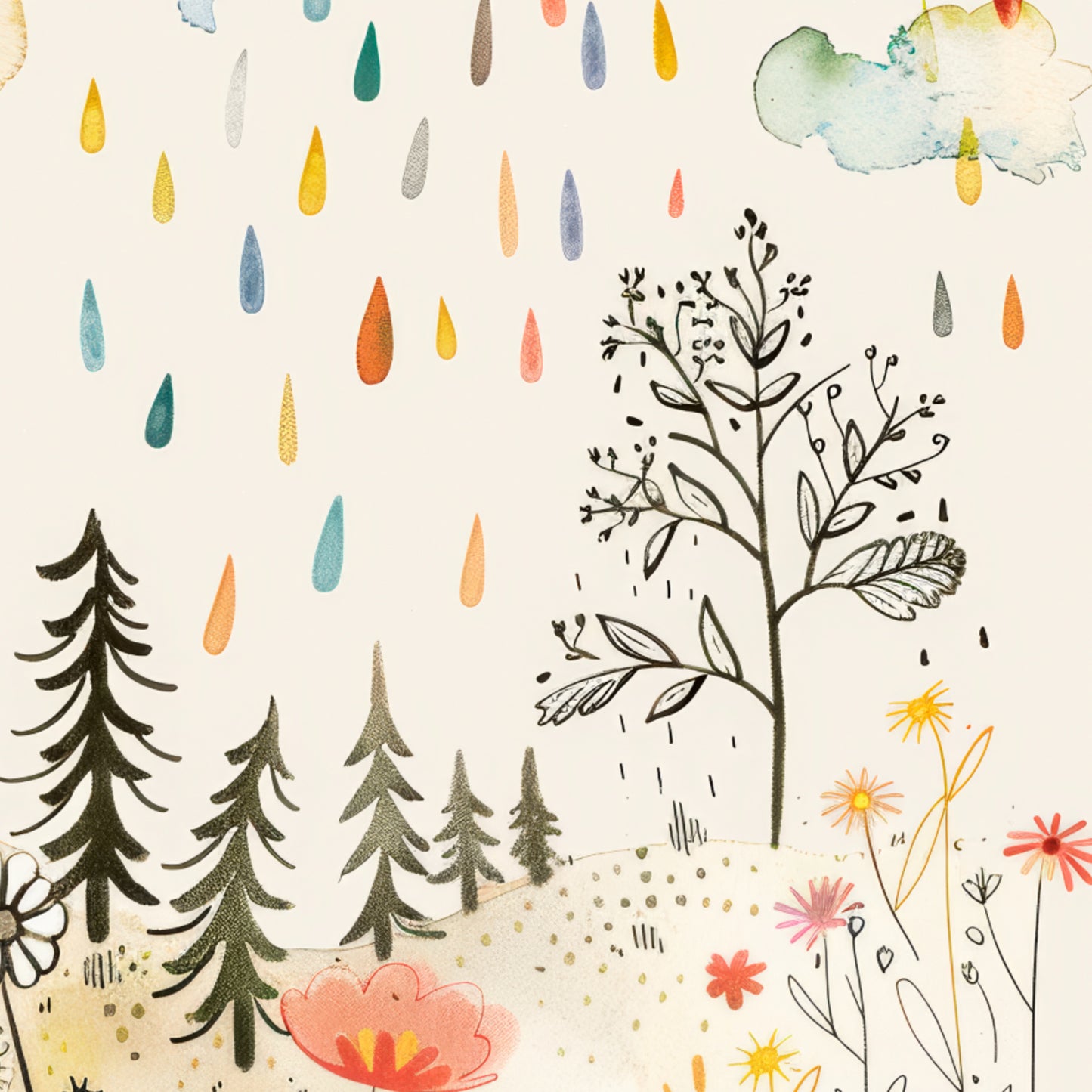 scandi-woodland-with-rainbow-print-sketch